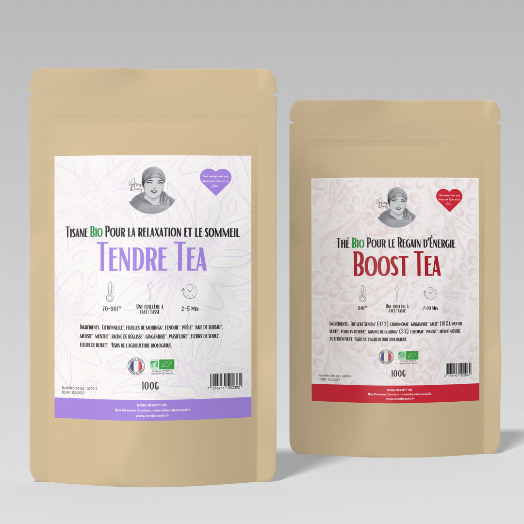 Duo de Tisanes Pour l'Energie & la Relaxation (1 boost tea + 1 tendre tea) - 2 x 100 grammes - Bio